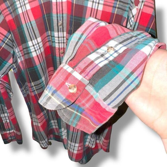 GANT Red Plaid Cambridge Flannel Button Down Sz L - Picture 7 of 8